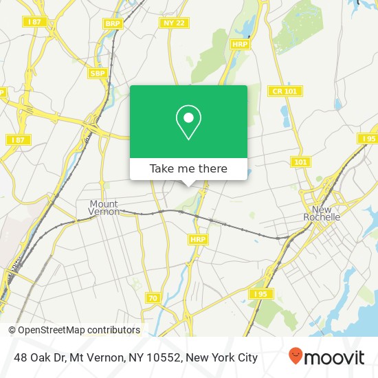 Mapa de 48 Oak Dr, Mt Vernon, NY 10552