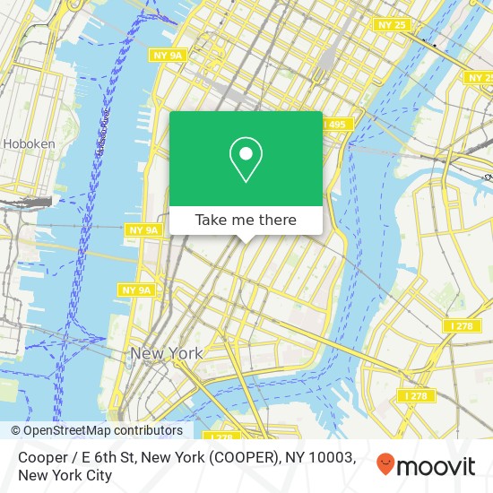 Cooper / E 6th St, New York (COOPER), NY 10003 map