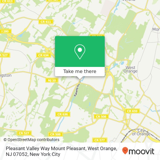 Mapa de Pleasant Valley Way Mount Pleasant, West Orange, NJ 07052