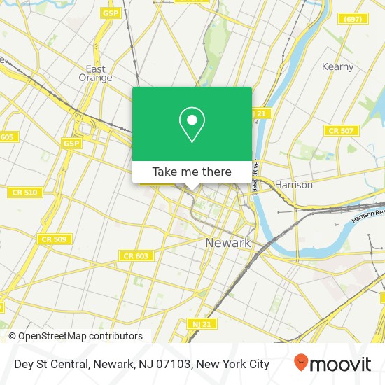 Mapa de Dey St Central, Newark, NJ 07103