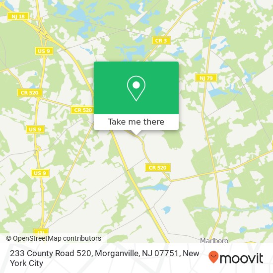 Mapa de 233 County Road 520, Morganville, NJ 07751