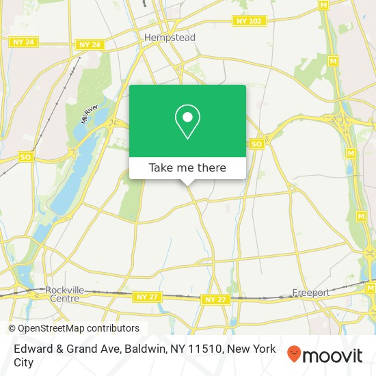 Mapa de Edward & Grand Ave, Baldwin, NY 11510