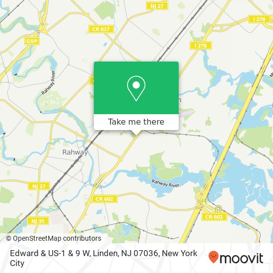 Mapa de Edward & US-1 & 9 W, Linden, NJ 07036