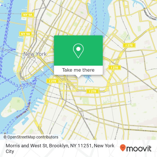 Mapa de Morris and West St, Brooklyn, NY 11251