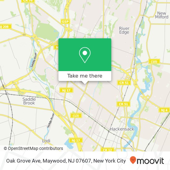 Mapa de Oak Grove Ave, Maywood, NJ 07607