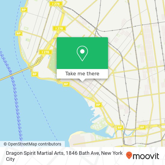 Mapa de Dragon Spirit Martial Arts, 1846 Bath Ave