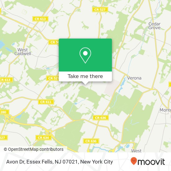 Mapa de Avon Dr, Essex Fells, NJ 07021
