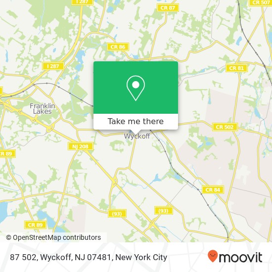 Mapa de 87 502, Wyckoff, NJ 07481