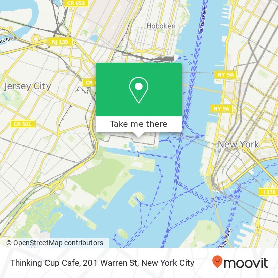 Mapa de Thinking Cup Cafe, 201 Warren St