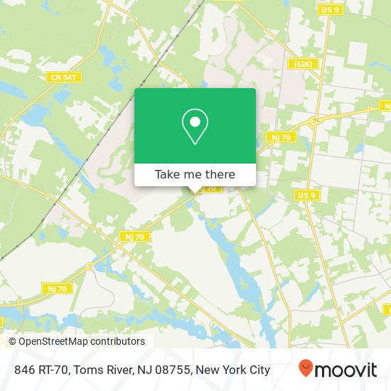 Mapa de 846 RT-70, Toms River, NJ 08755