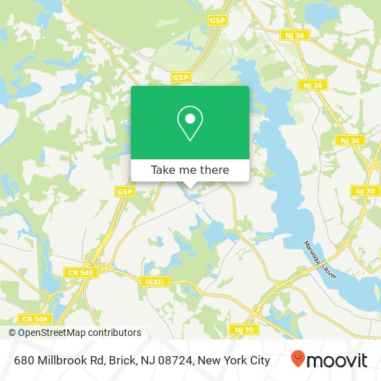 Mapa de 680 Millbrook Rd, Brick, NJ 08724
