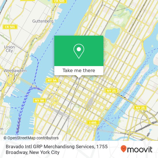Bravado Intl GRP Merchandisng Services, 1755 Broadway map