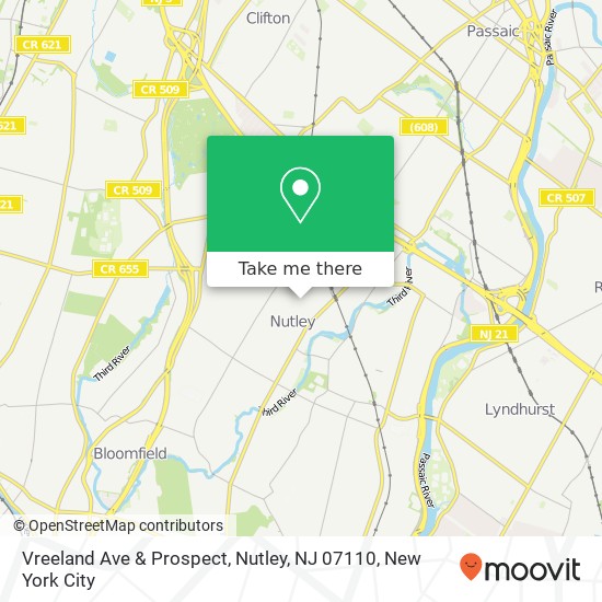 Vreeland Ave & Prospect, Nutley, NJ 07110 map