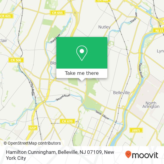 Mapa de Hamilton Cunningham, Belleville, NJ 07109