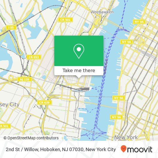 Mapa de 2nd St / Willow, Hoboken, NJ 07030