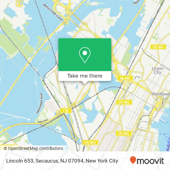 Mapa de Lincoln 653, Secaucus, NJ 07094