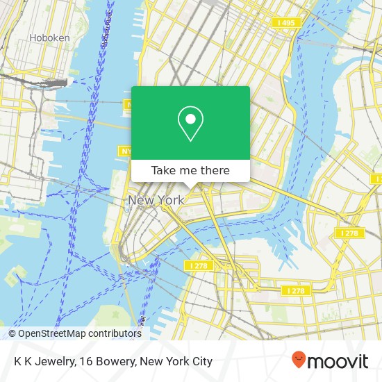K K Jewelry, 16 Bowery map