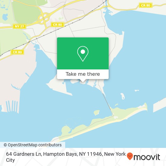Mapa de 64 Gardners Ln, Hampton Bays, NY 11946