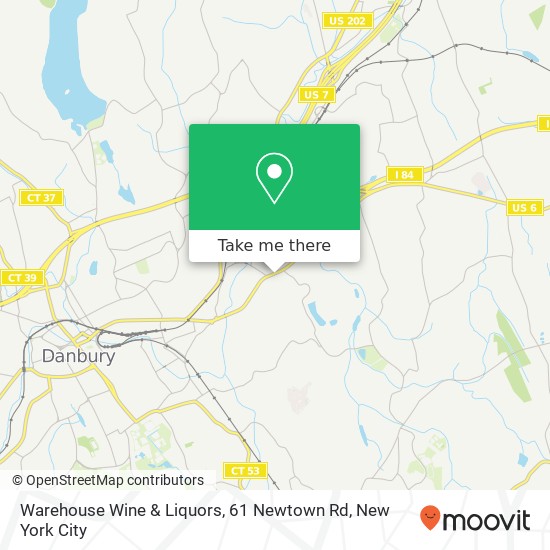Mapa de Warehouse Wine & Liquors, 61 Newtown Rd