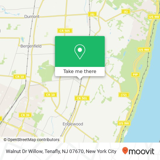 Mapa de Walnut Dr Willow, Tenafly, NJ 07670