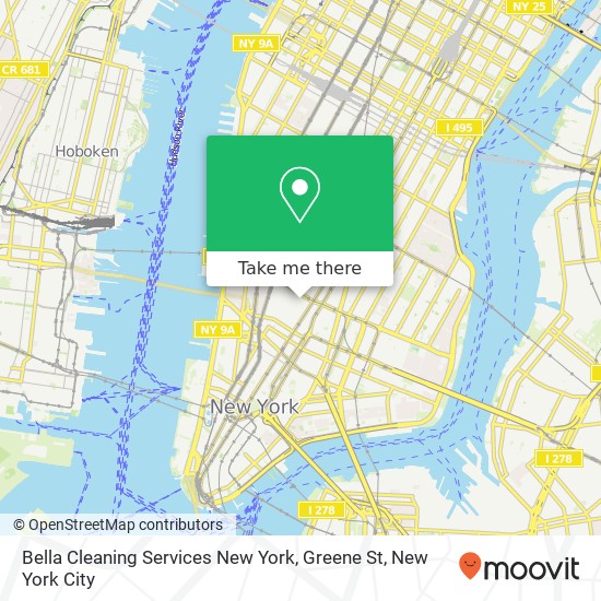 Bella Cleaning Services New York, Greene St map