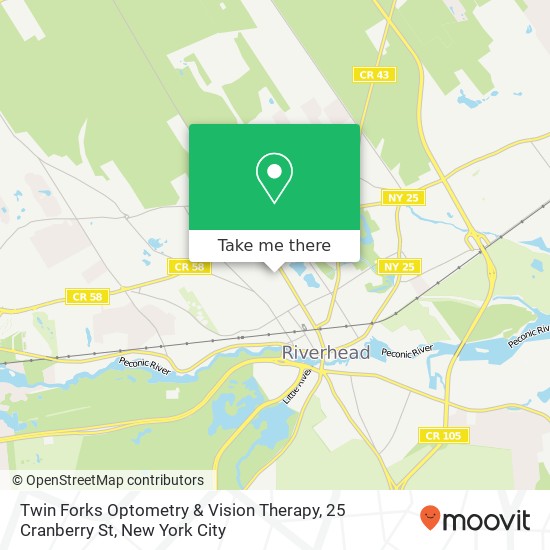 Mapa de Twin Forks Optometry & Vision Therapy, 25 Cranberry St