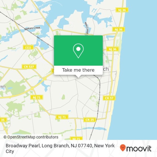 Mapa de Broadway Pearl, Long Branch, NJ 07740