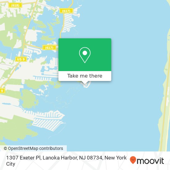 Mapa de 1307 Exeter Pl, Lanoka Harbor, NJ 08734