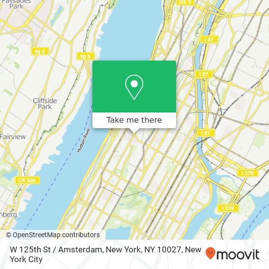 Mapa de W 125th St / Amsterdam, New York, NY 10027