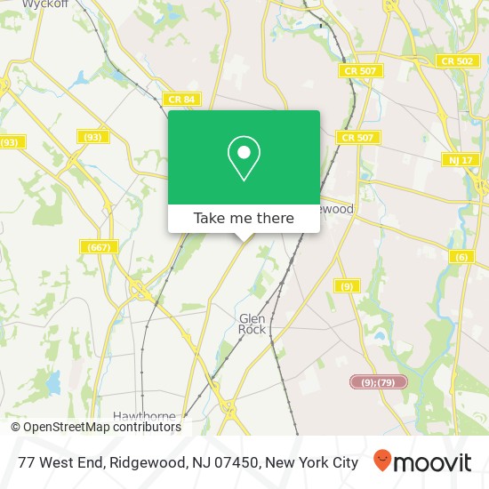 77 West End, Ridgewood, NJ 07450 map