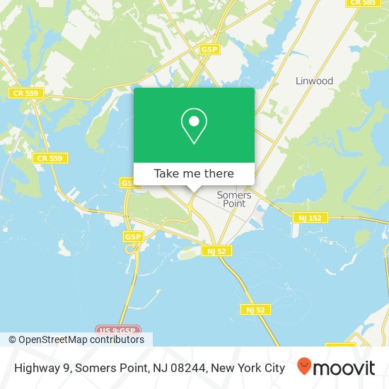 Mapa de Highway 9, Somers Point, NJ 08244