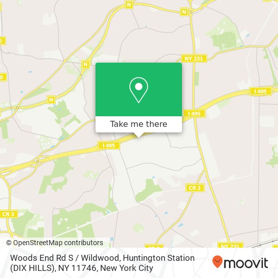 Mapa de Woods End Rd S / Wildwood, Huntington Station (DIX HILLS), NY 11746