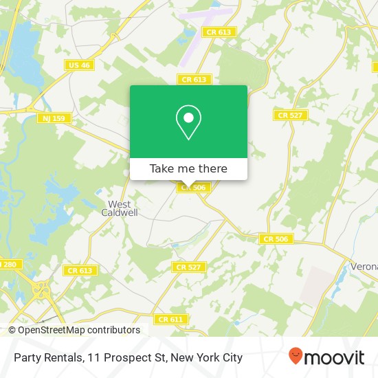Mapa de Party Rentals, 11 Prospect St