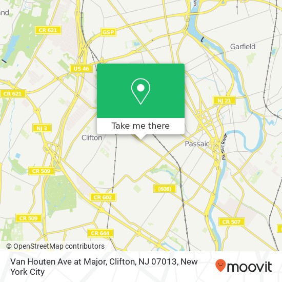 Van Houten Ave at Major, Clifton, NJ 07013 map