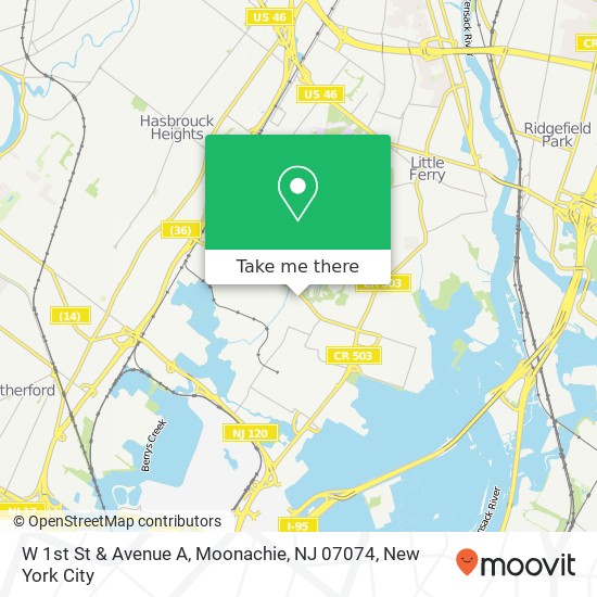W 1st St & Avenue A, Moonachie, NJ 07074 map