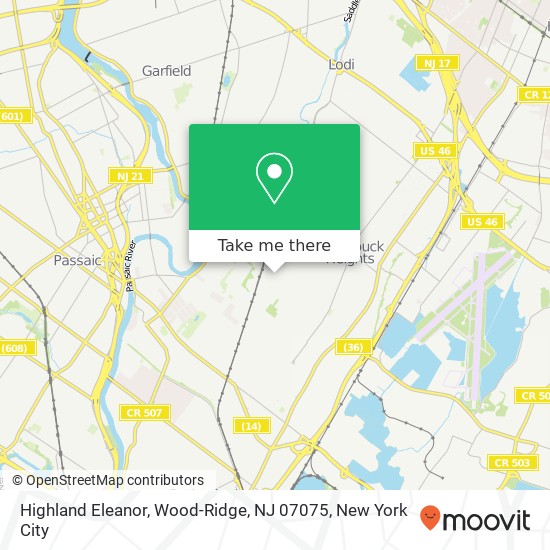 Mapa de Highland Eleanor, Wood-Ridge, NJ 07075