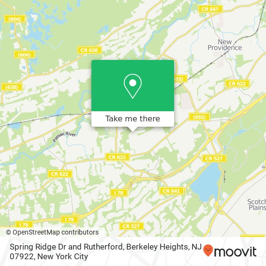 Spring Ridge Dr and Rutherford, Berkeley Heights, NJ 07922 map