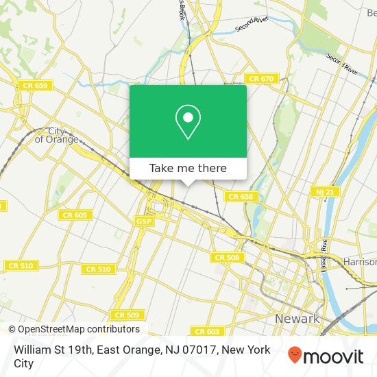 Mapa de William St 19th, East Orange, NJ 07017