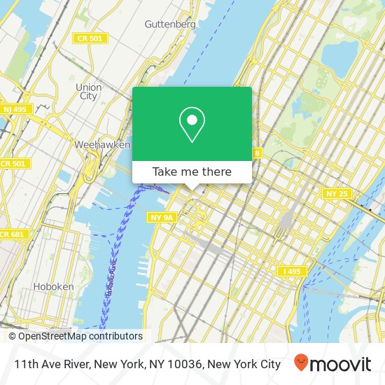 11th Ave River, New York, NY 10036 map