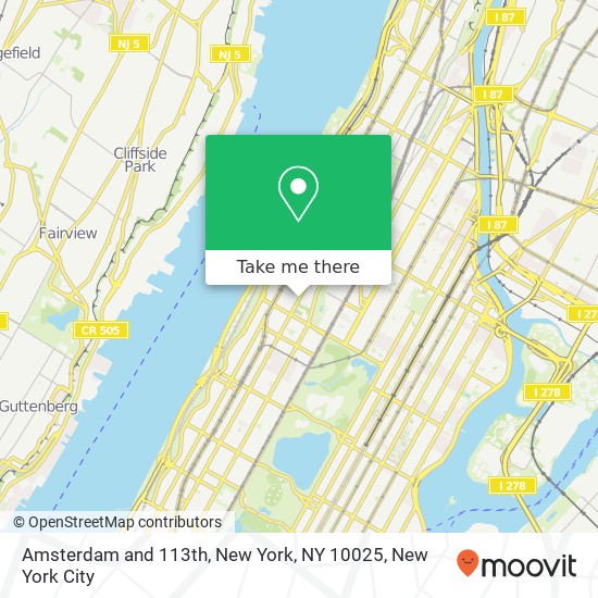 Amsterdam and 113th, New York, NY 10025 map