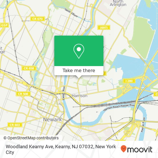 Mapa de Woodland Kearny Ave, Kearny, NJ 07032
