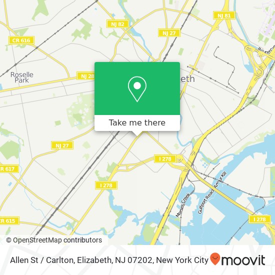 Mapa de Allen St / Carlton, Elizabeth, NJ 07202