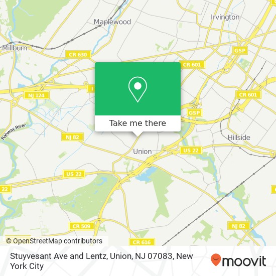 Mapa de Stuyvesant Ave and Lentz, Union, NJ 07083