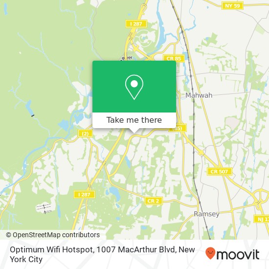 Mapa de Optimum Wifi Hotspot, 1007 MacArthur Blvd