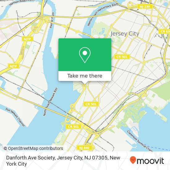 Mapa de Danforth Ave Society, Jersey City, NJ 07305