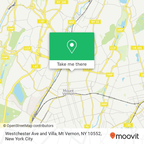 Mapa de Westchester Ave and Villa, Mt Vernon, NY 10552
