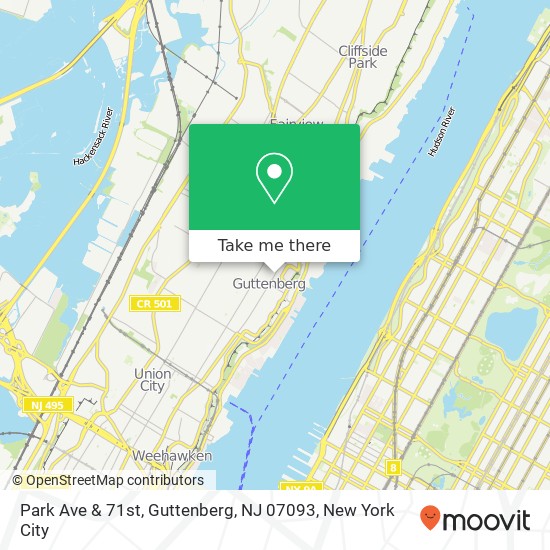 Mapa de Park Ave & 71st, Guttenberg, NJ 07093