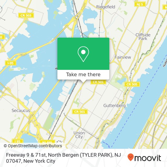 Freeway 9 & 71st, North Bergen (TYLER PARK), NJ 07047 map