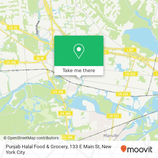 Mapa de Punjab Halal Food & Grocery, 133 E Main St