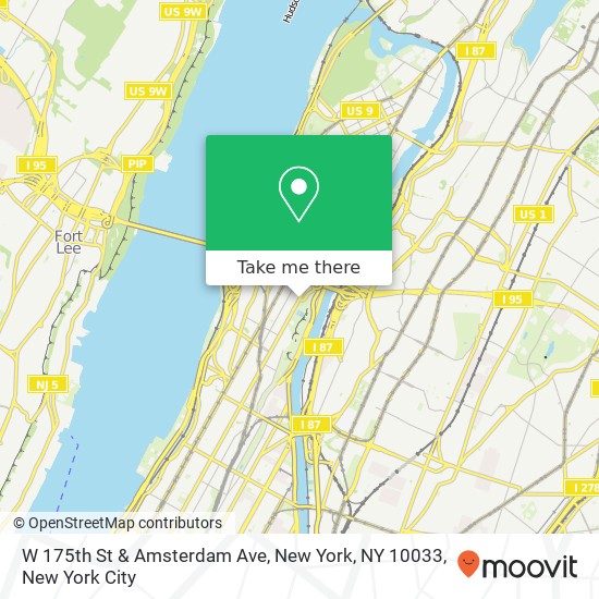 W 175th St & Amsterdam Ave, New York, NY 10033 map